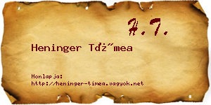Heninger Tímea névjegykártya
